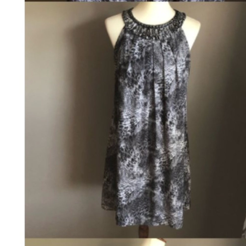 White House Black Market Snakeskin Gray Dress